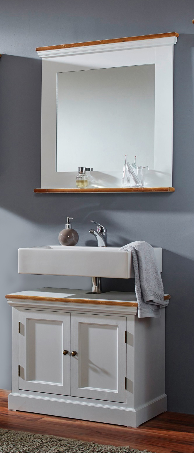 SALE Badmöbel Set Paris lackiert Spiegel 2tlg cm weiß 72,5 Waschplatz